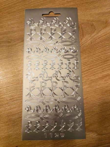 Sticker Motivsticker -Christliche Symbole- Taube, Fische silber